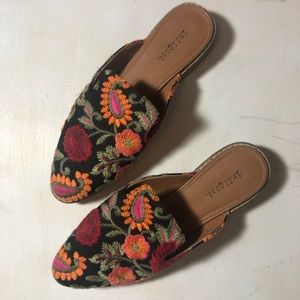 Black Mules with Floral Design